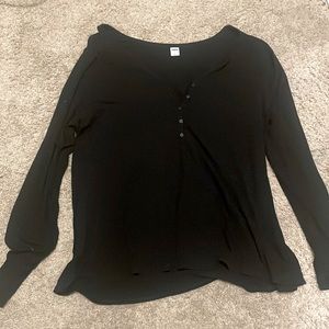 Black long sleeve half button up shirt